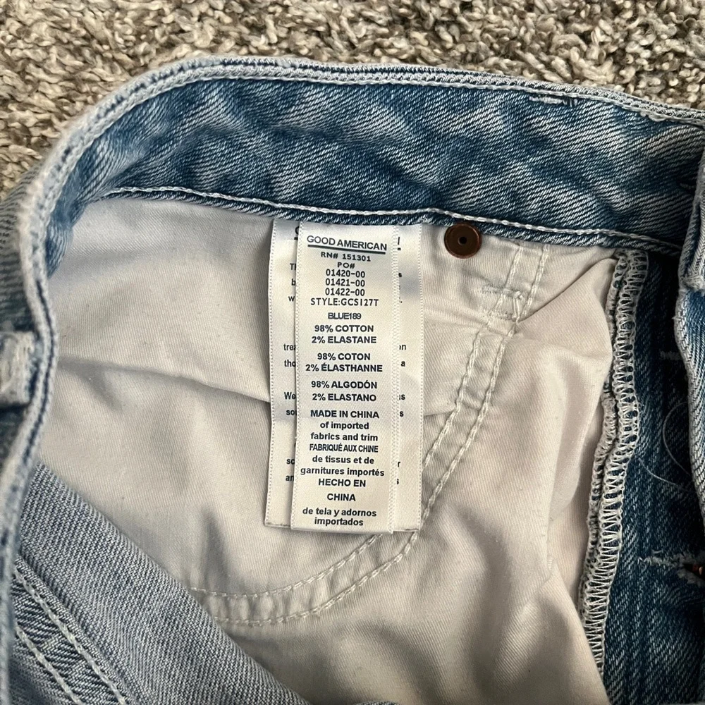 Good American Light Wash High Rise Denim Shorts